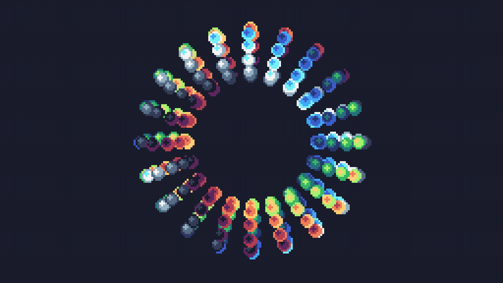 A colorful rotating torus made out of dots